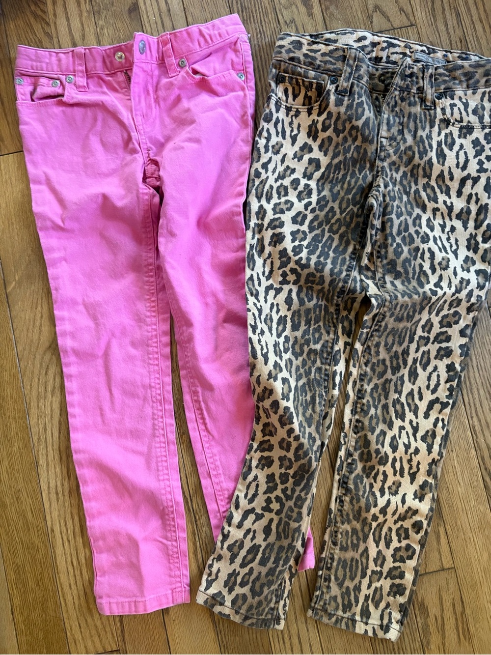 Ralph Lauren Girls Bright Pink & Leopard Print Skinny Jeans